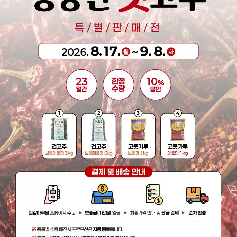 청양군, 2026년 청양고추구기자축제 건고추 가격 결정